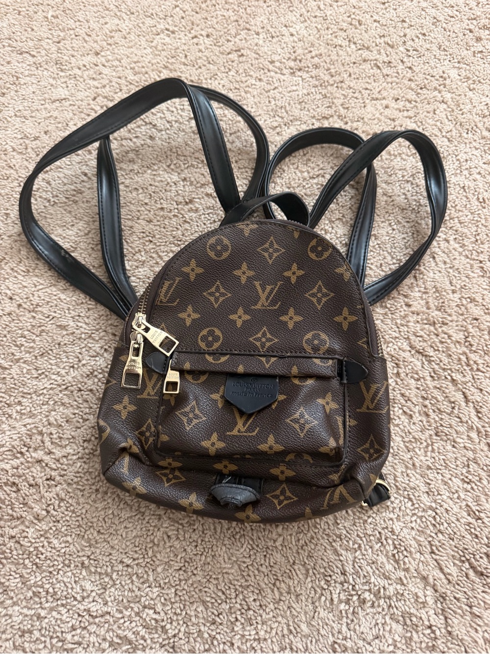 Louis Vuitton Monogram Canvas Mini Backpack with Black Straps and Gold Hardware
